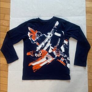 Place Long Sleeve Football Graphic T-Shirt Navy & Orange size Large Size 10/11